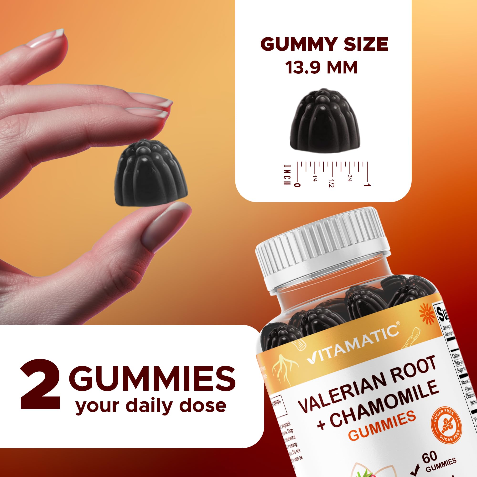 Vitamatic gomita en mano para comparar tamaño práctico