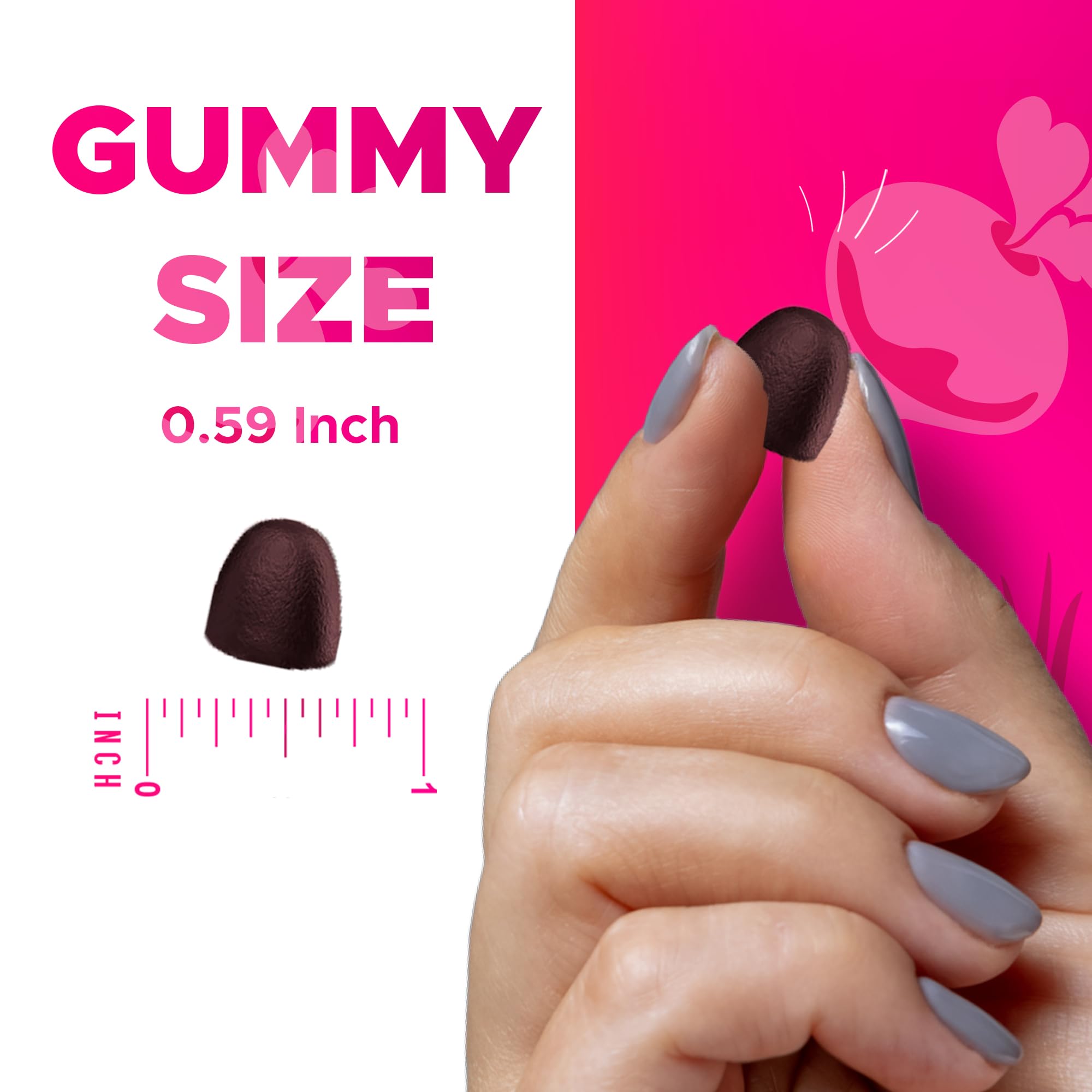 Vitamatic gomitas en mano para comparar tamaño y dosis por ración