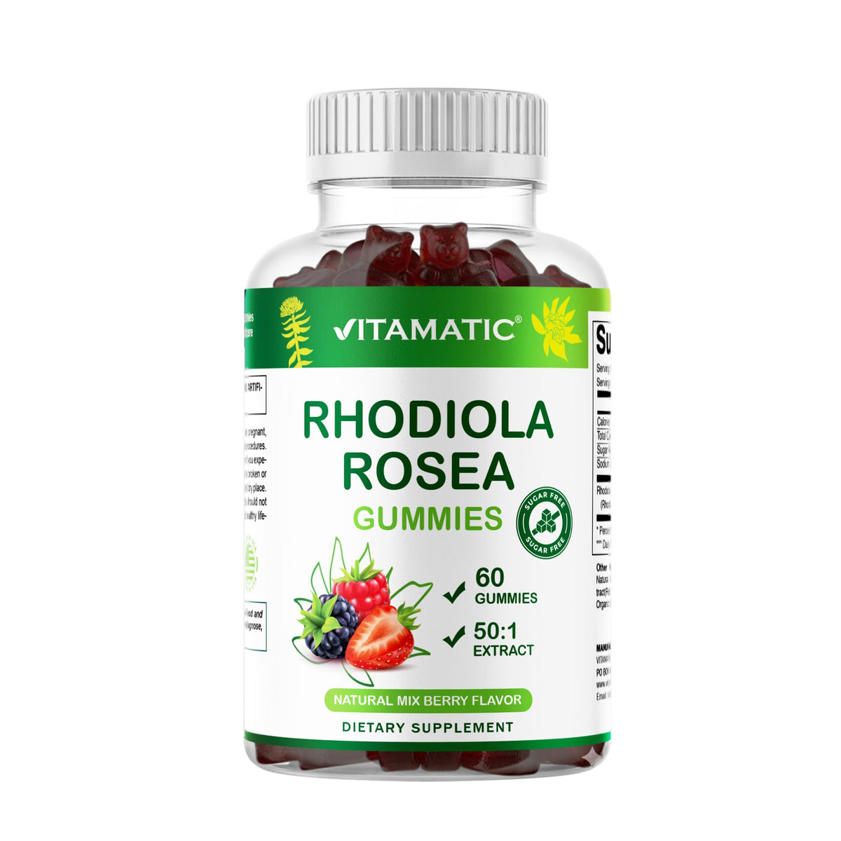 Vitamatic gomitas frontal del envase mostrando 60 unidades y beneficio conveniencia