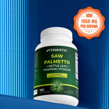 Vitamatic ingredientes saw palmetto y semillas de calabaza unidos