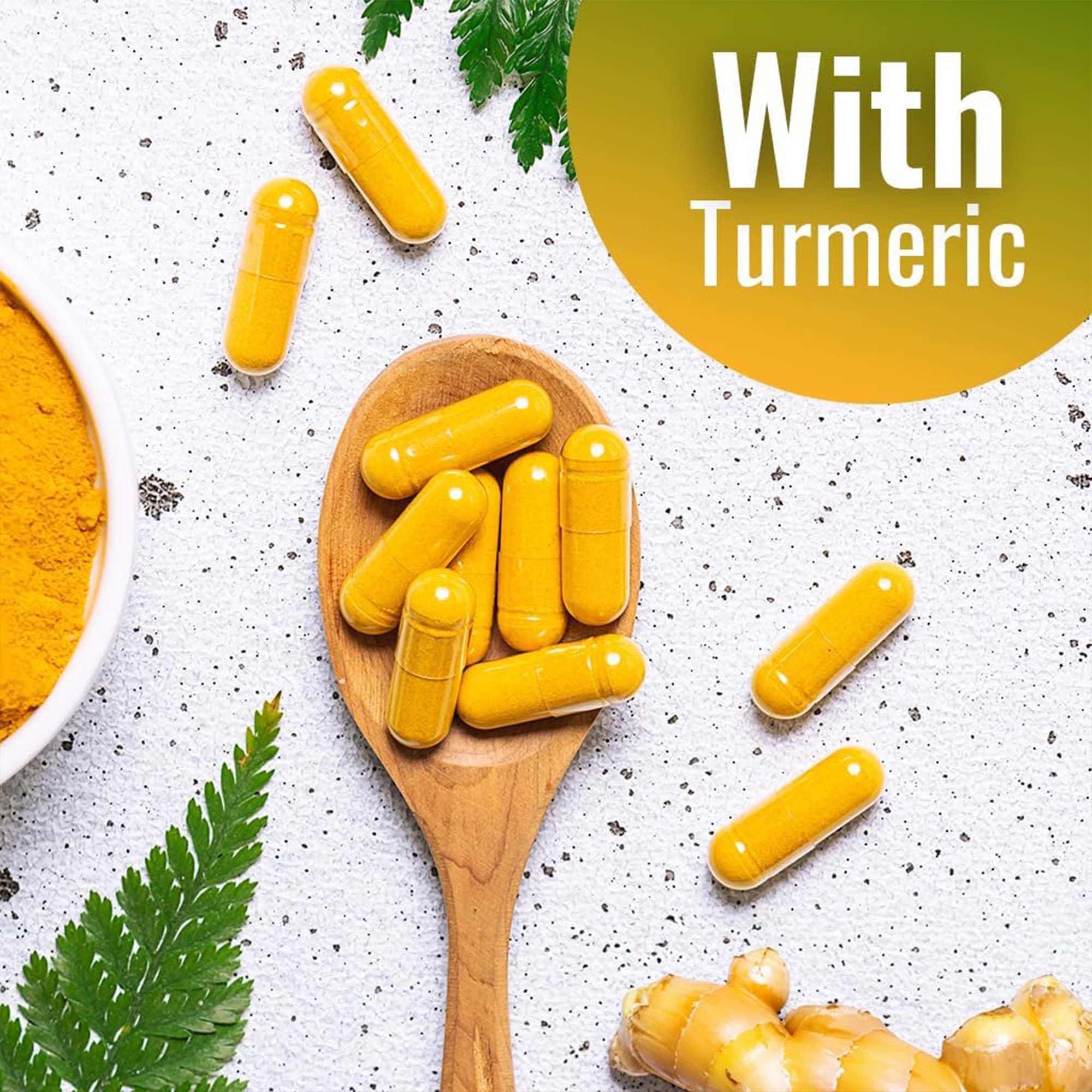 Vitamatic ingredientes con mejillón de labios verdes y cúrcuma visualizados