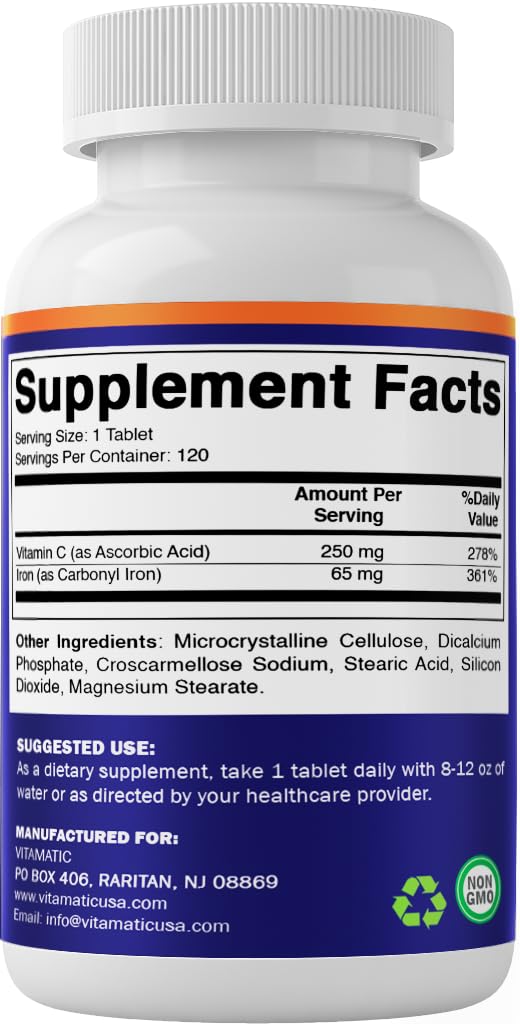 Vitamatic detalle de ingredientes con vitamina C para mejor absorción