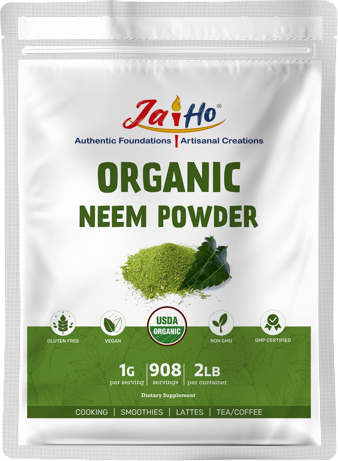 Vitamatic Jai Ho frente del empaque muestra bolsa resellable y etiquetas claras
