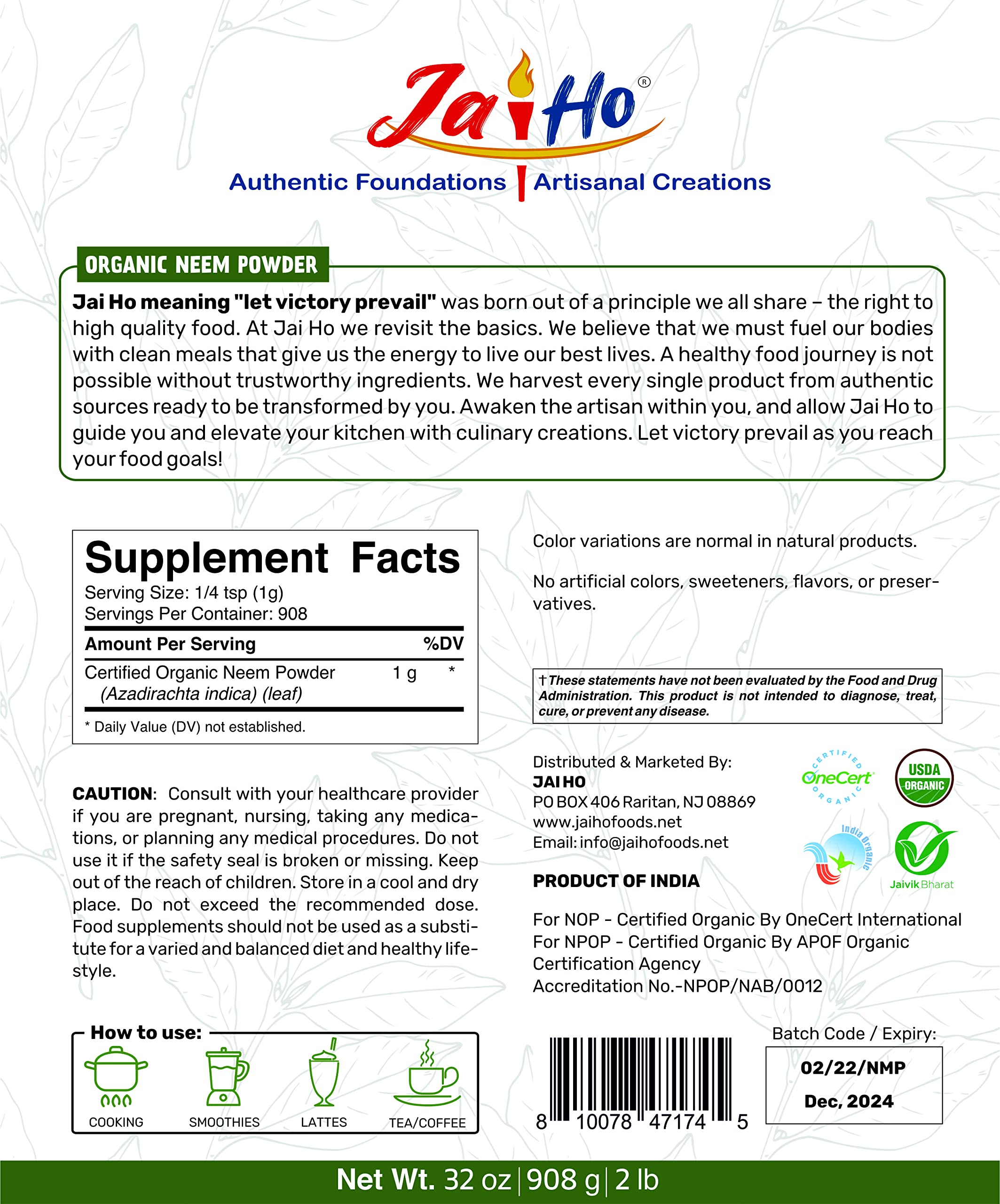 Vitamatic Jai Ho textura en polvo fino para mezclas suaves y controladas
