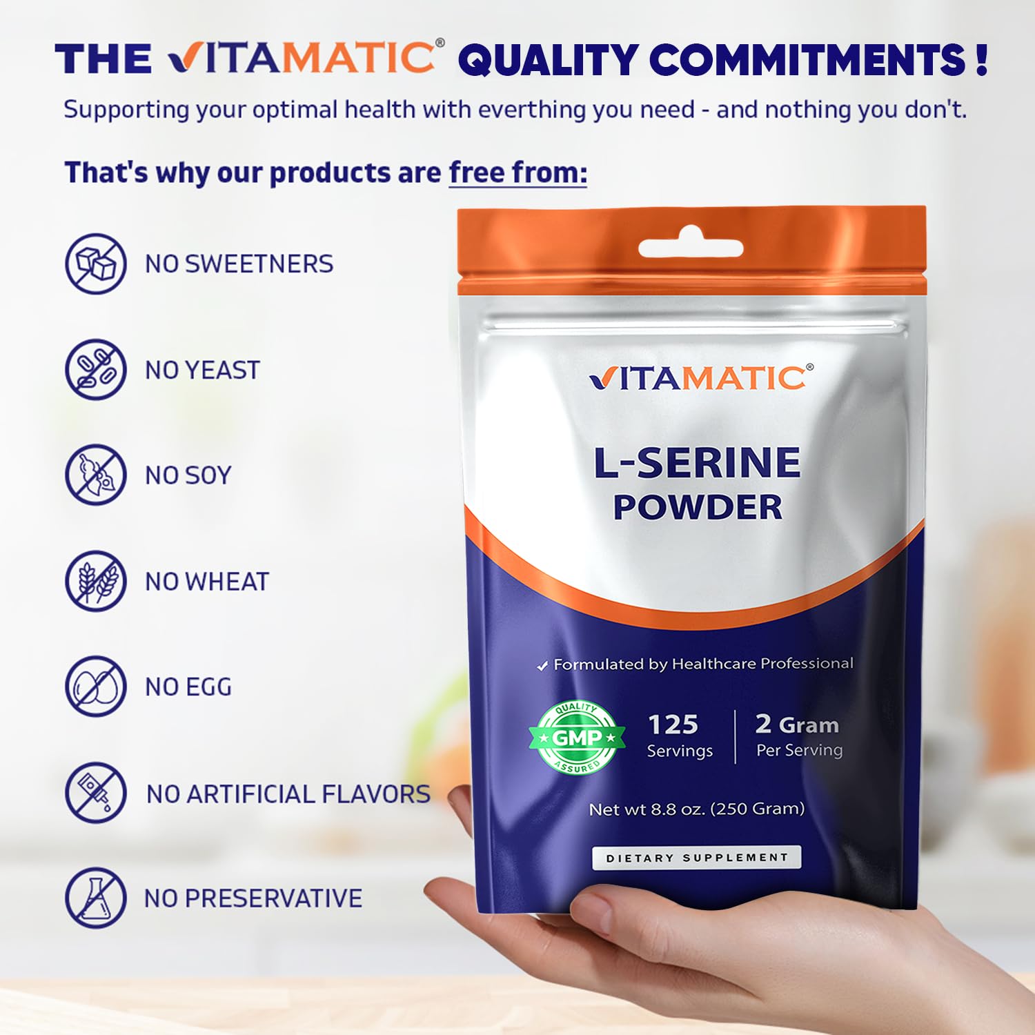 Vitamatic etiqueta con ingrediente único y beneficio de limpieza