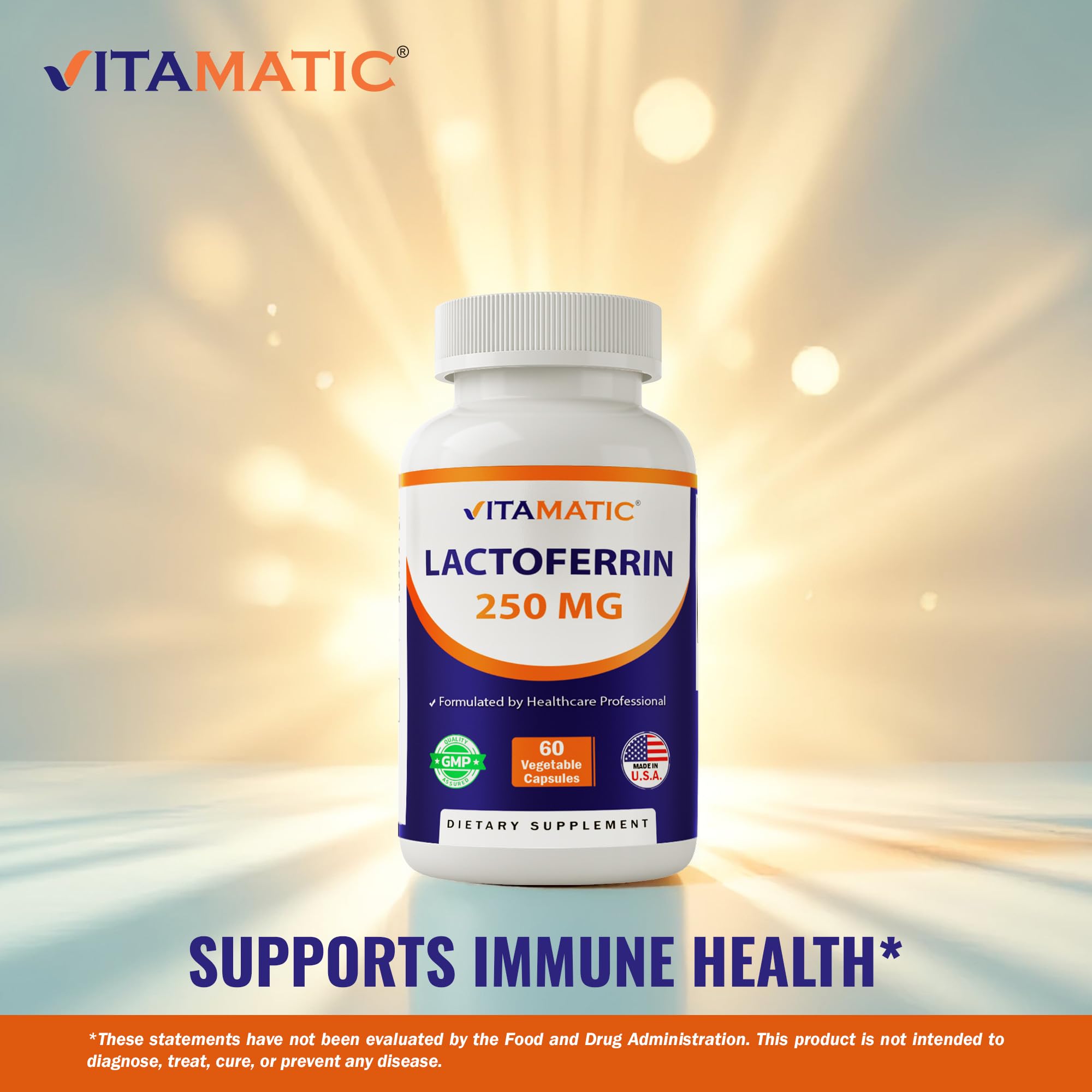 Vitamatic textura del polvo de lactoferrina ilustrando calidad pura