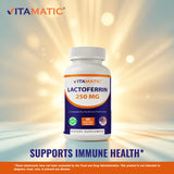 Vitamatic textura del polvo de lactoferrina ilustrando calidad pura