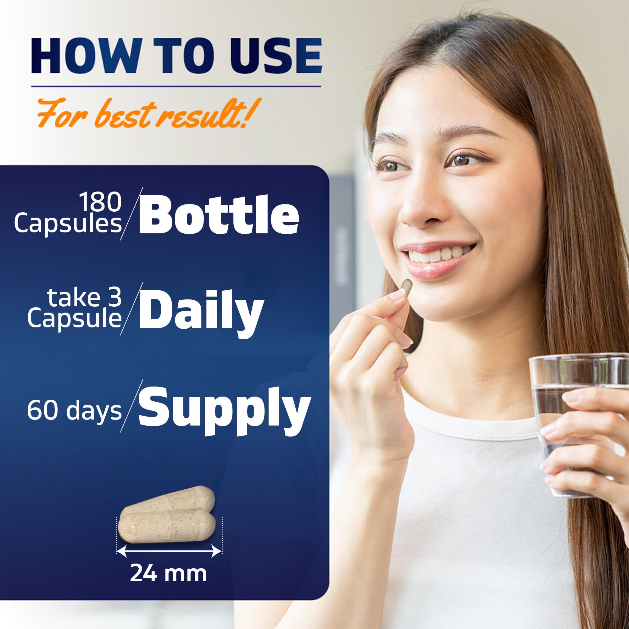 Vitamatic cápsula en mano indicando tamaño práctico y fácil de tragar