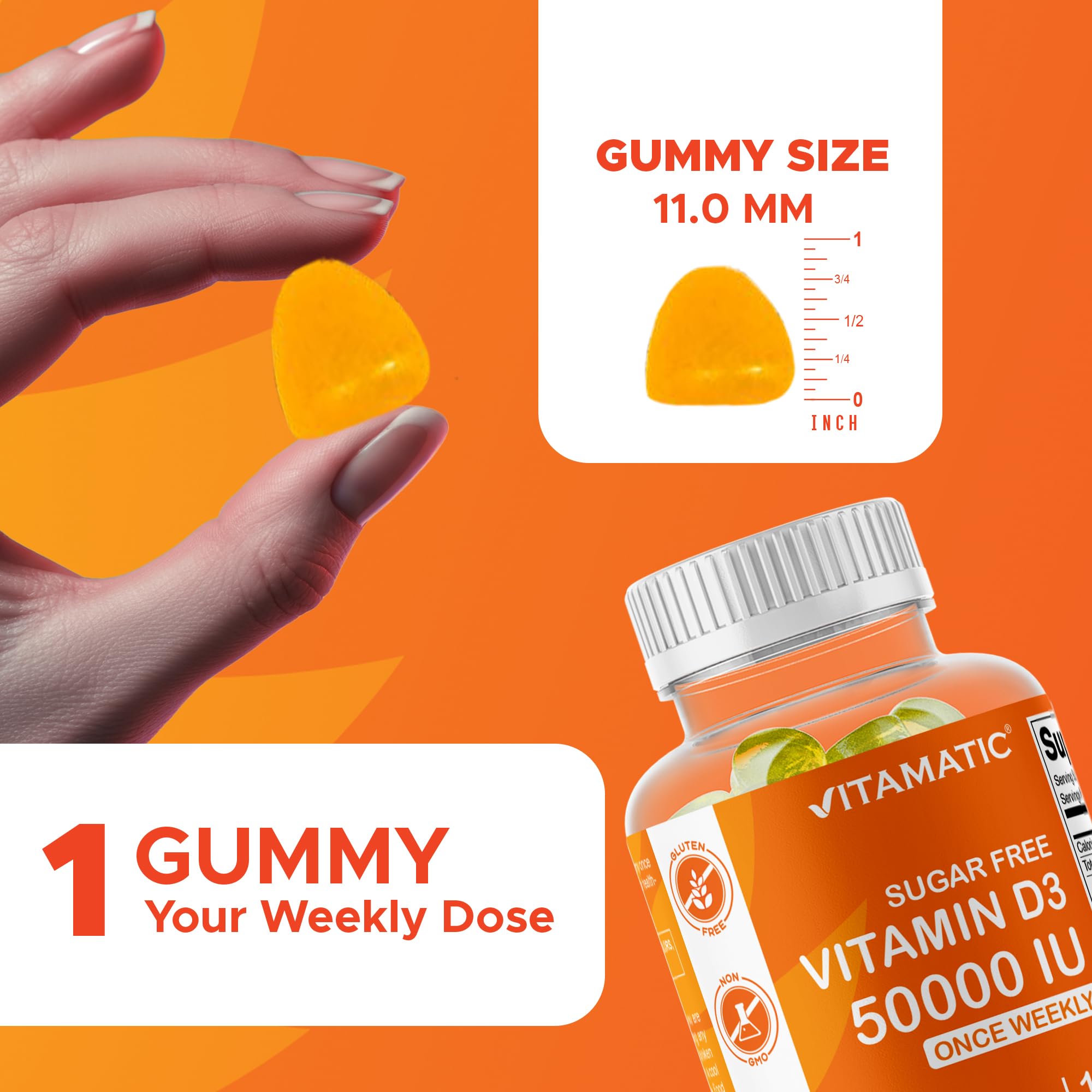 Vitamatic una gominola sobre mesa para servir dosis semanal