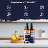 Vitamatic frasco junto a bayas para resaltar el sabor natural berry