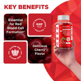Vitamatic gomitas sobre fondo con cerezas para enfatizar sabor