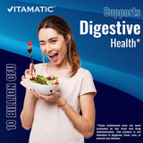 Vitamatic comparación de tamaño con moneda para visualizar escala y portabilidad