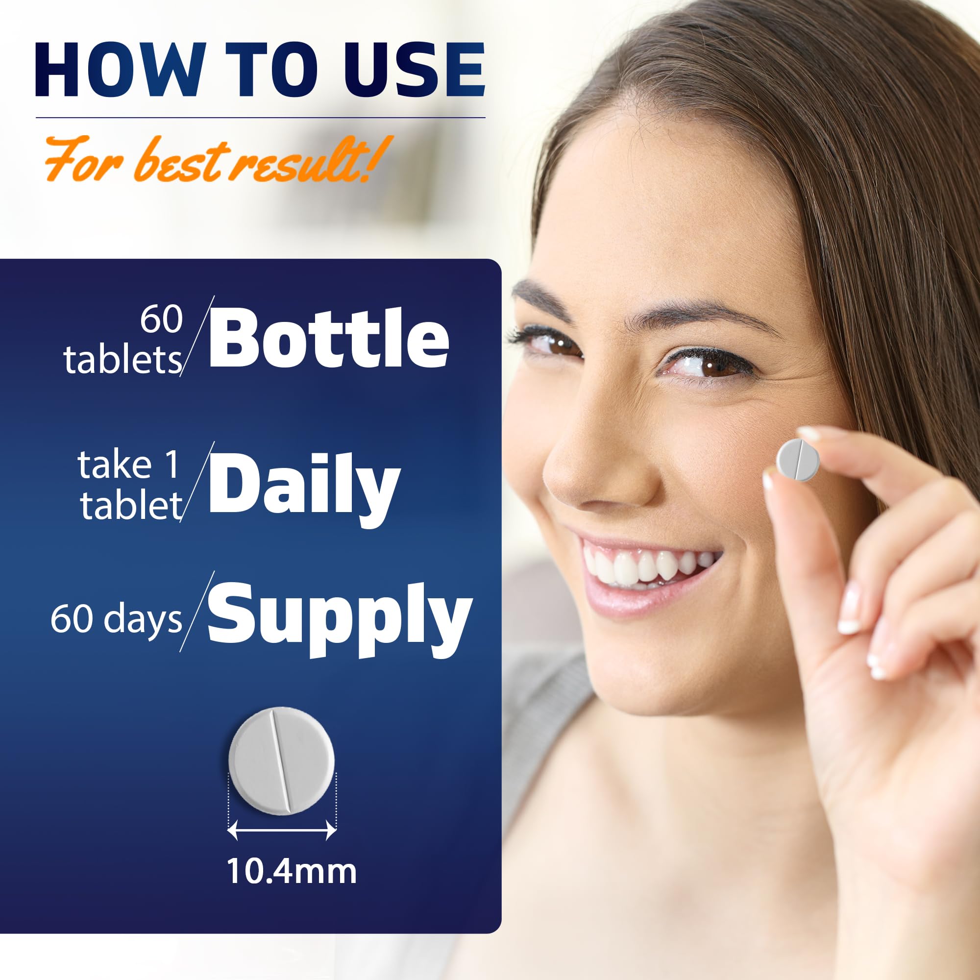 Vitamatic tableta junto a mano para comparar tamaño y dosificación precisa