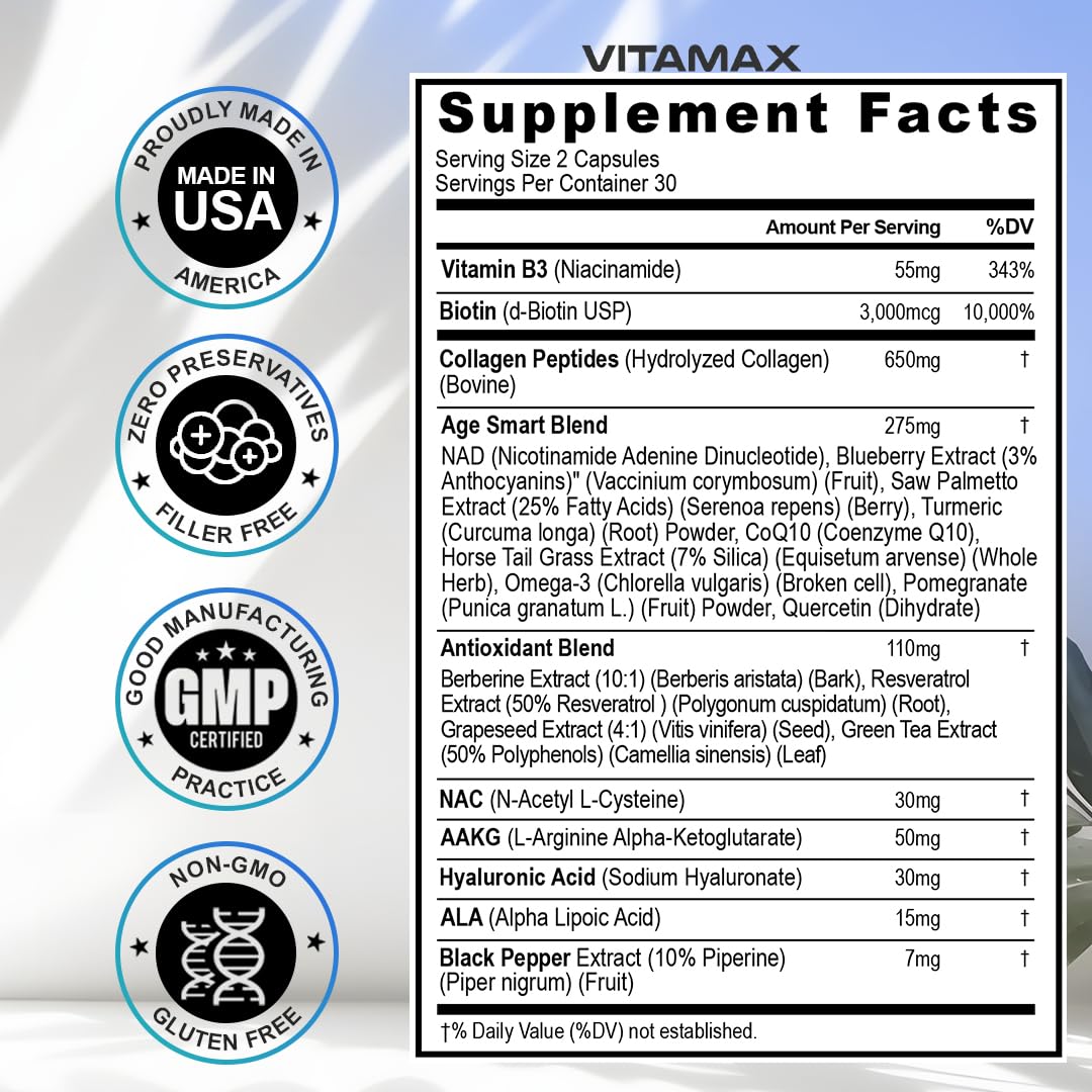 Etiqueta Vitamax con lista de ingredientes para transparencia