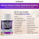 Vitamax Nerve Plus cápsulas en primer plano mostrando tamaño y acabado vegano