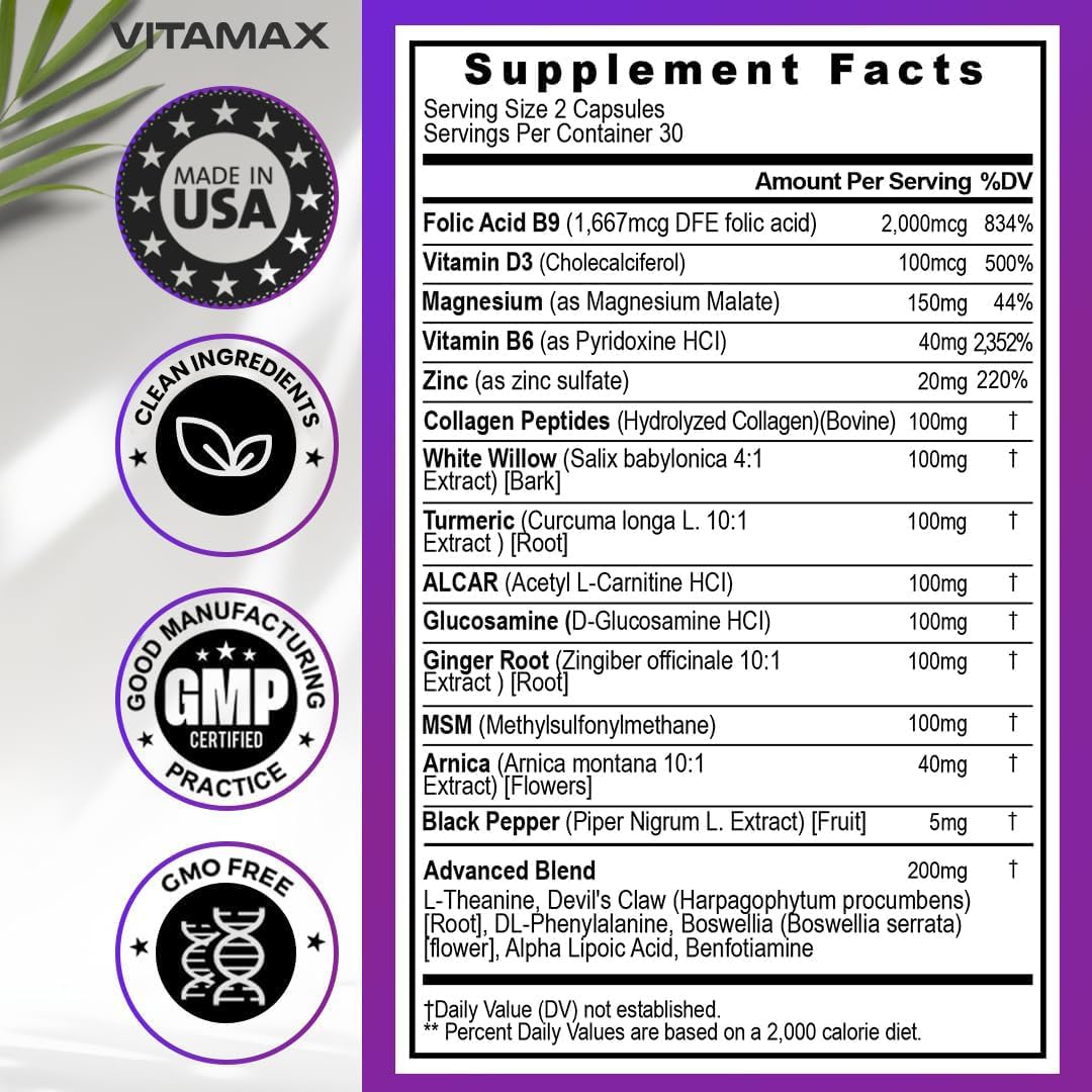Vitamax Nerve Plus mano sosteniendo cápsulas, facilidad de toma diaria