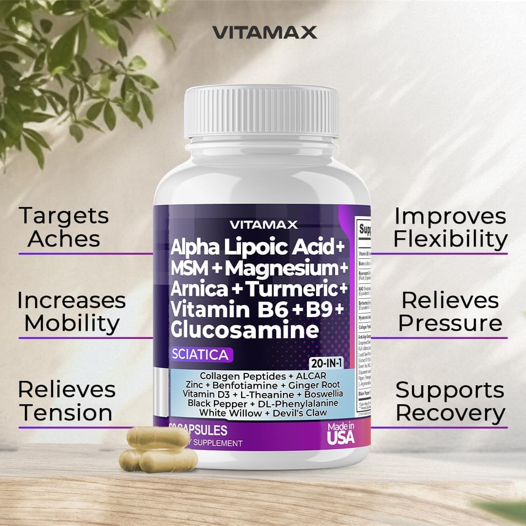 Vitamax Nerve Plus dos cápsulas junto a una regla para comparar tamaño y dosificación