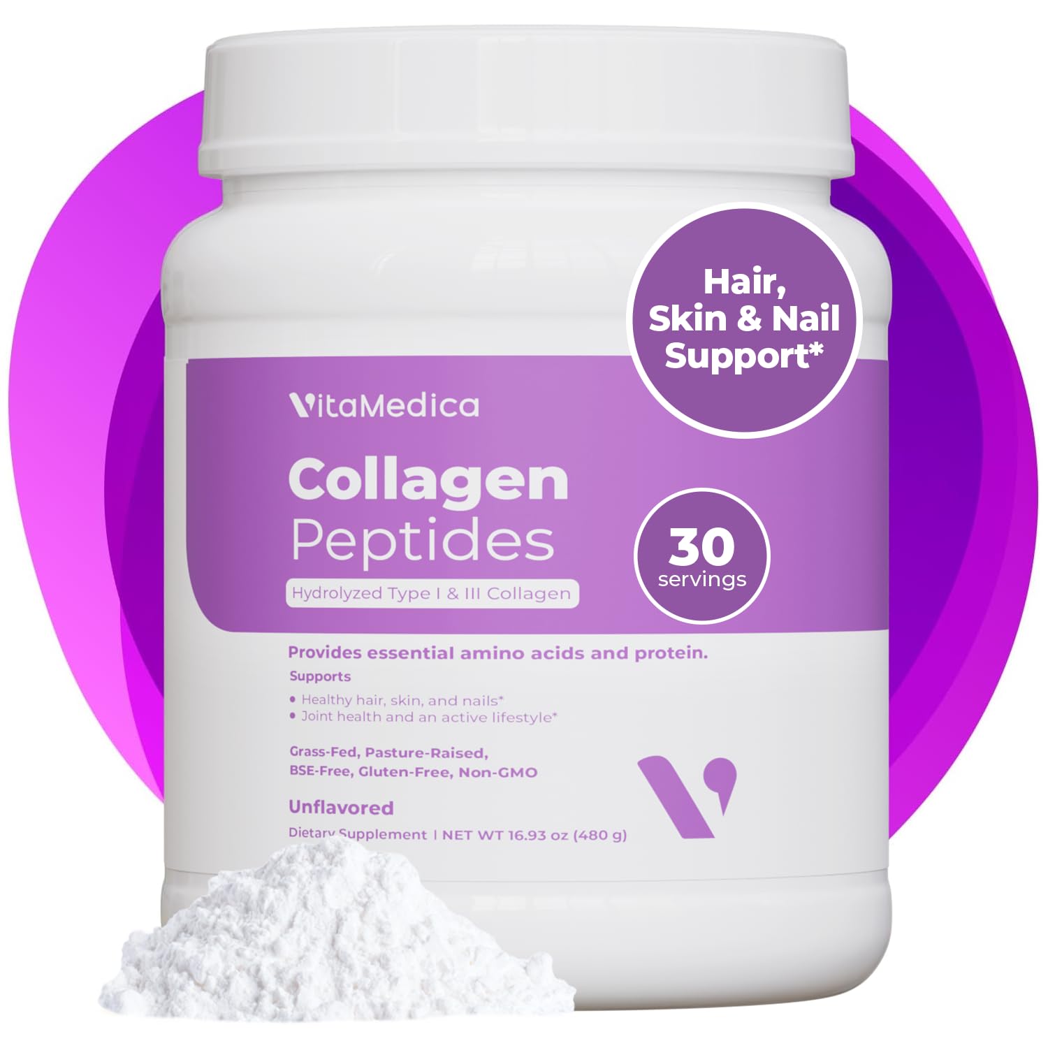 VitaMedica envase frontal que muestra colágeno y beneficios diarios