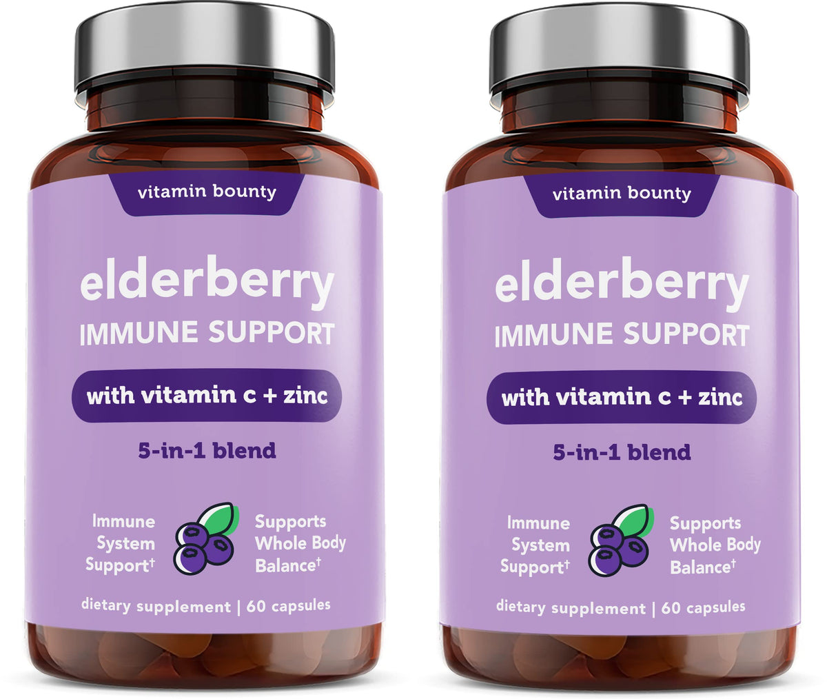 Vitamin Bounty envase frontal mostrando la fórmula 5 en 1 y facilidad de uso
