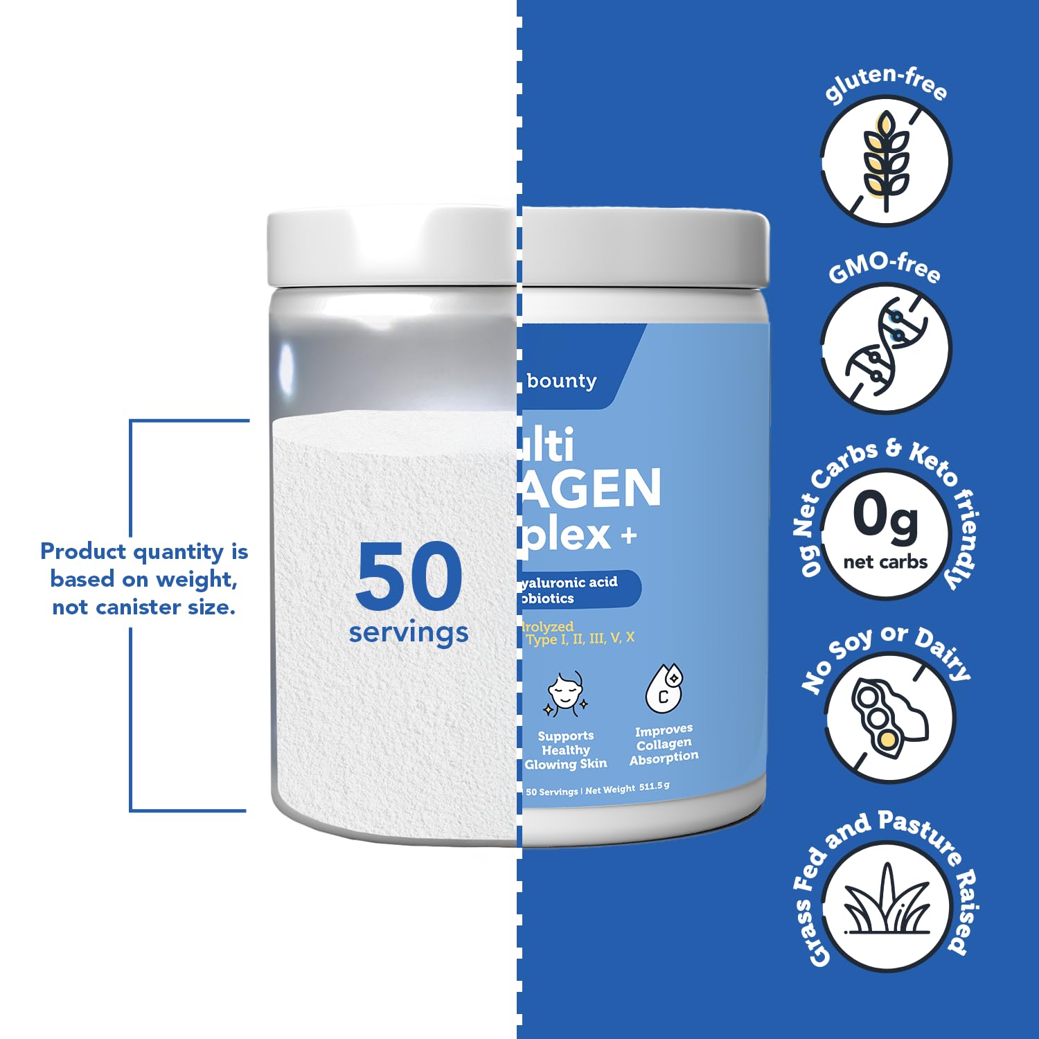 Vitamin Bounty primeros planos de vitamina C y ácido hialurónico activos