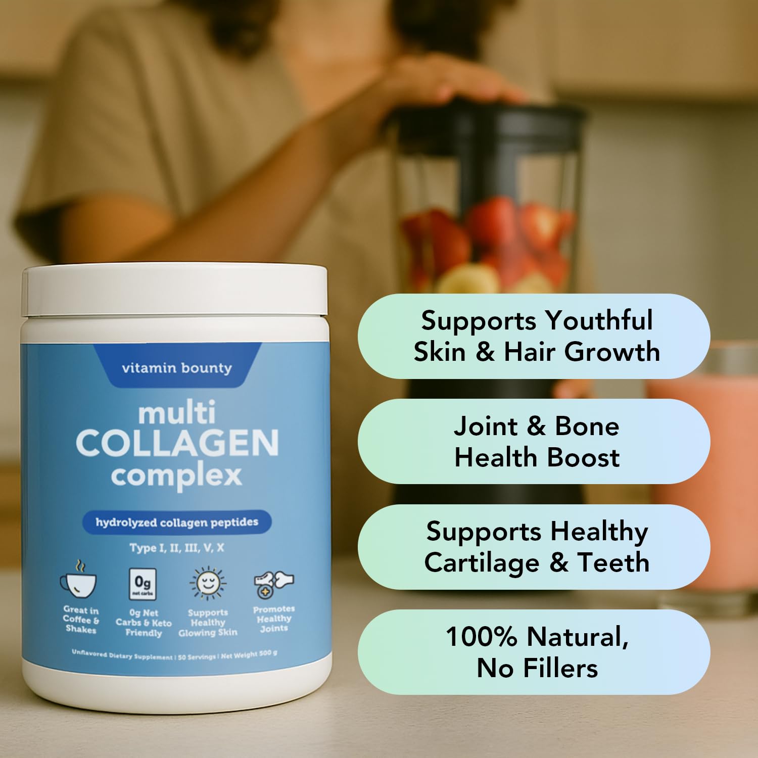 Vitamin Bounty medida y porción exacta para dosis diaria cómoda