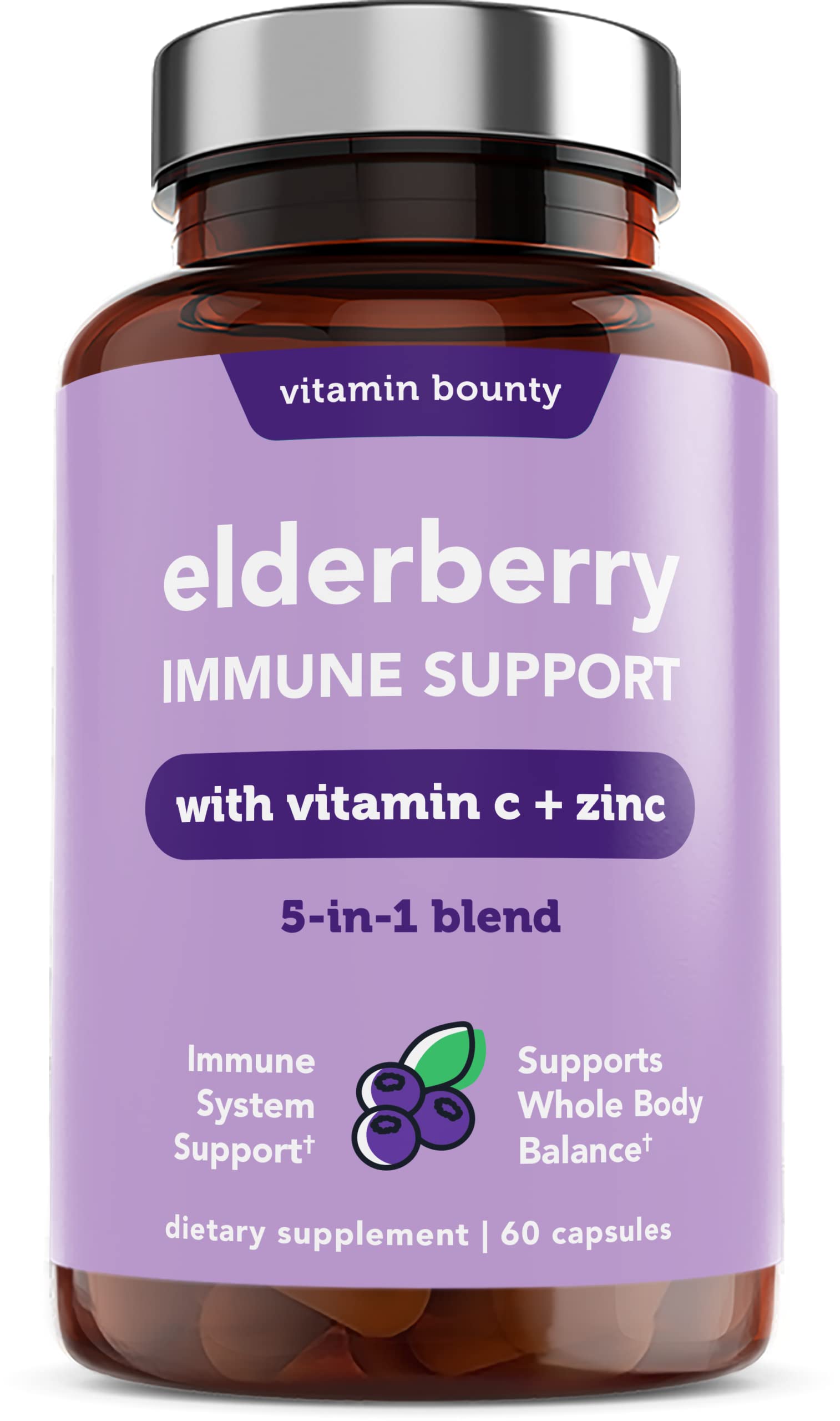 Vitamin Bounty polvo de saúco cercano, ilustra antioxidantes naturales