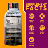 Vitamin Energy textura del líquido uva destacando sabor concentrado