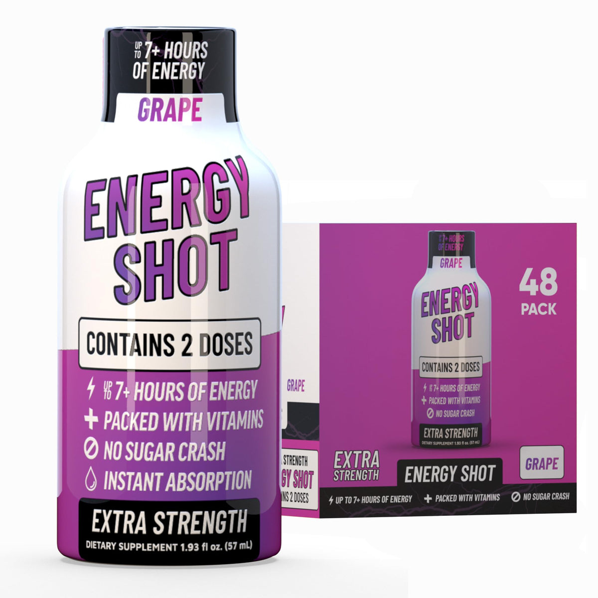 Vitamin Energy frontal del paquete 48 pk mostrando facilidad de transporte y cantidad