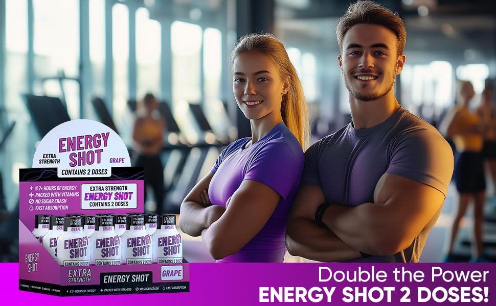 Vitamin Energy shot junto a equipo de gimnasio para energía previa