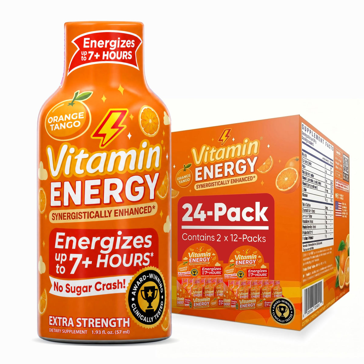 Vitamin Energy frente del empaque mostrando 24 unidades y conveniencia