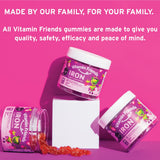 Etiqueta de Vitamin Friends con lista de ingredientes y beneficios, información clara
