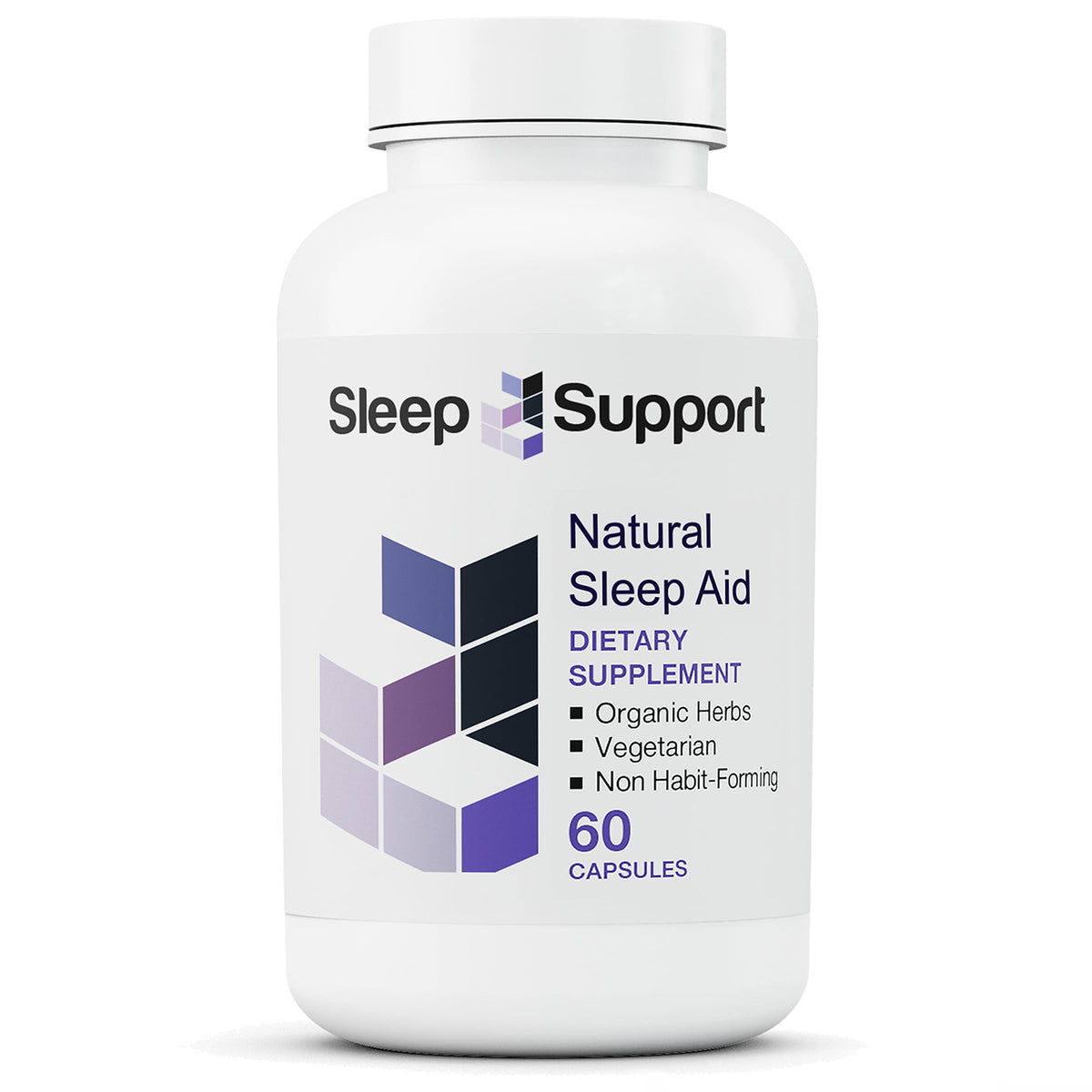 Vitamin Support frasco frontal mostrando etiqueta clara y beneficio relajación