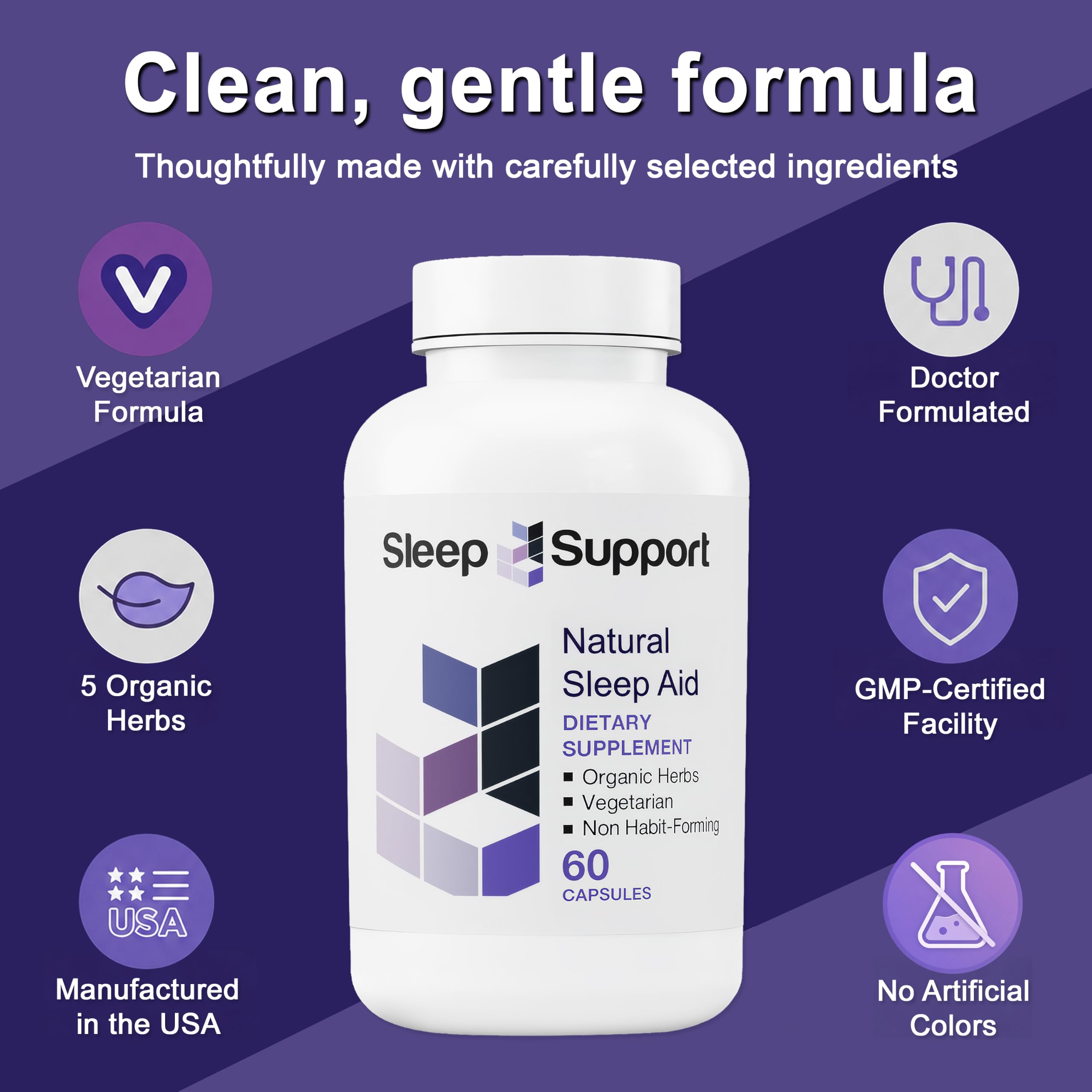 Vitamin Support persona tomando cápsula antes de dormir para rutina nocturna
