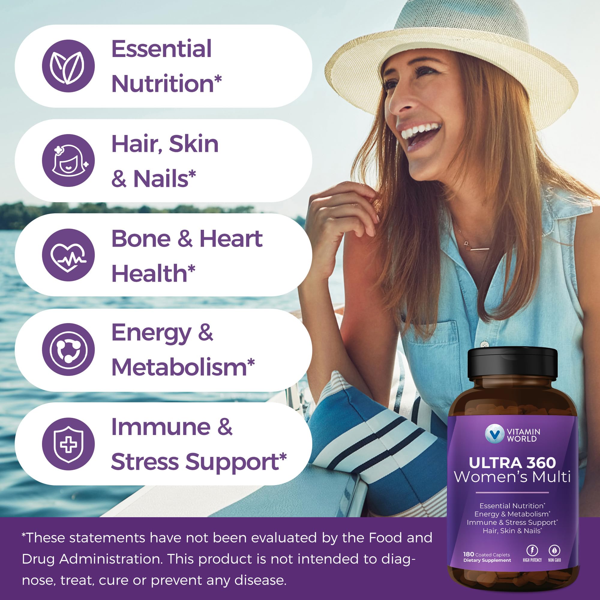 Vitamin World etiqueta con lista de ingredientes y beneficios claros