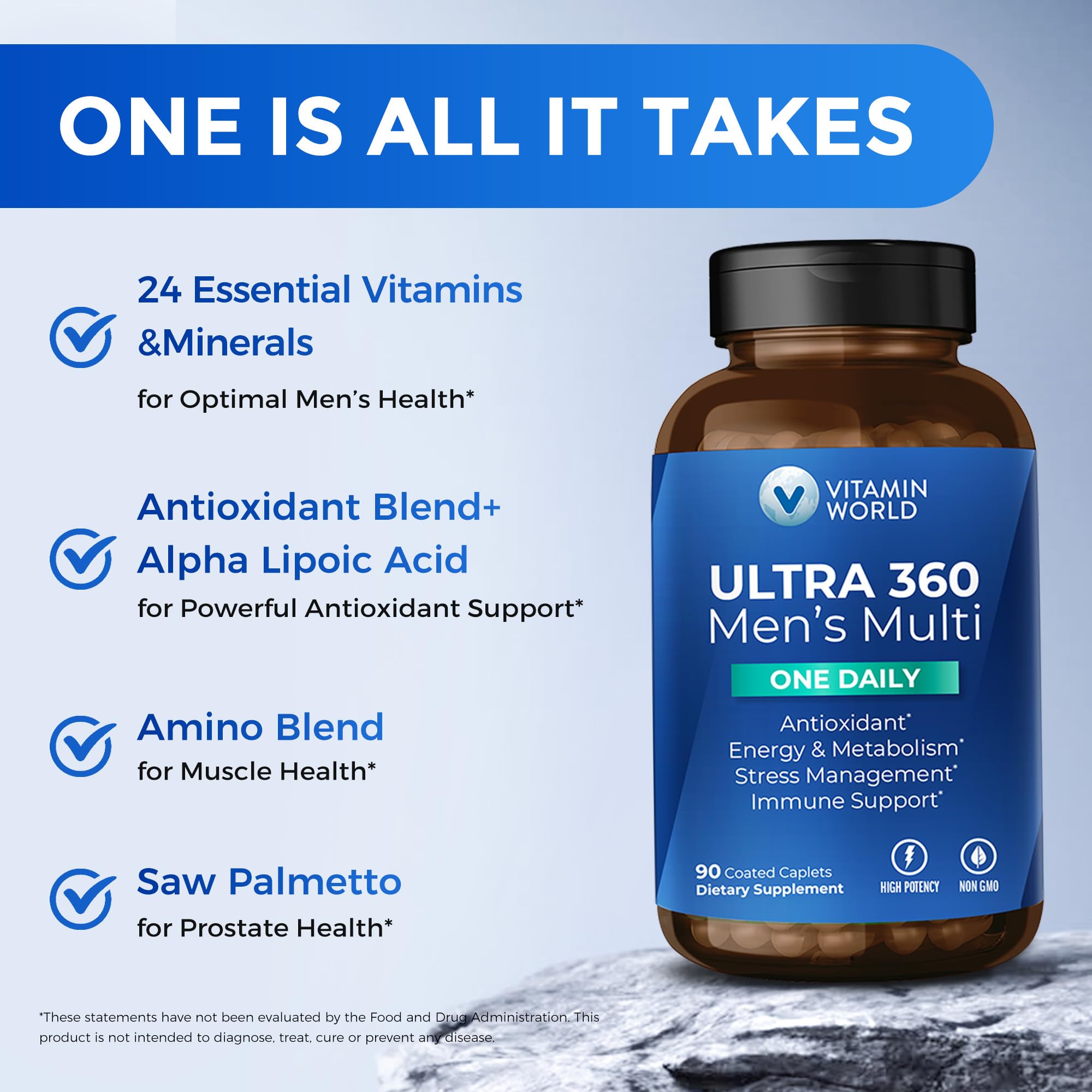 Vitamin World etiqueta con lista de nutrientes y beneficios para confianza en el producto