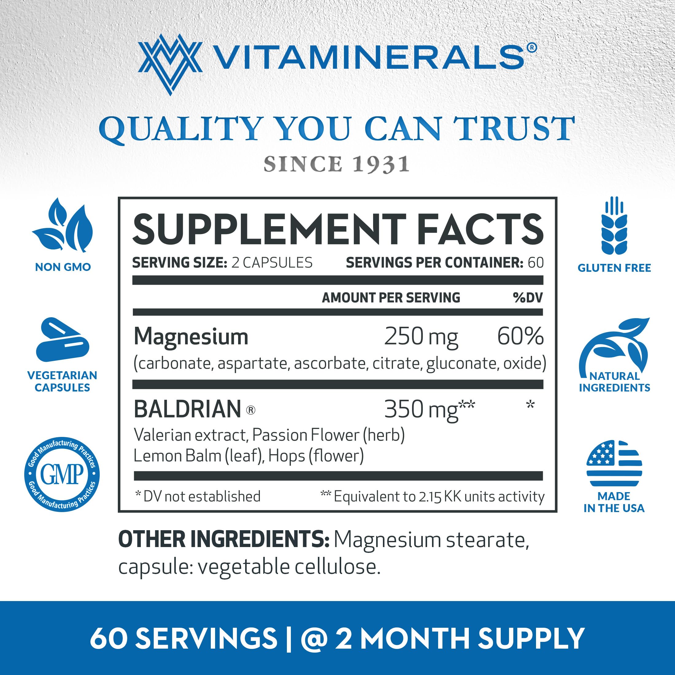 Primer plano de la superficie de una cápsula de Vitaminerals Baldrian® Plus; beneficio: aspecto natural y sin recubrimientos animales.