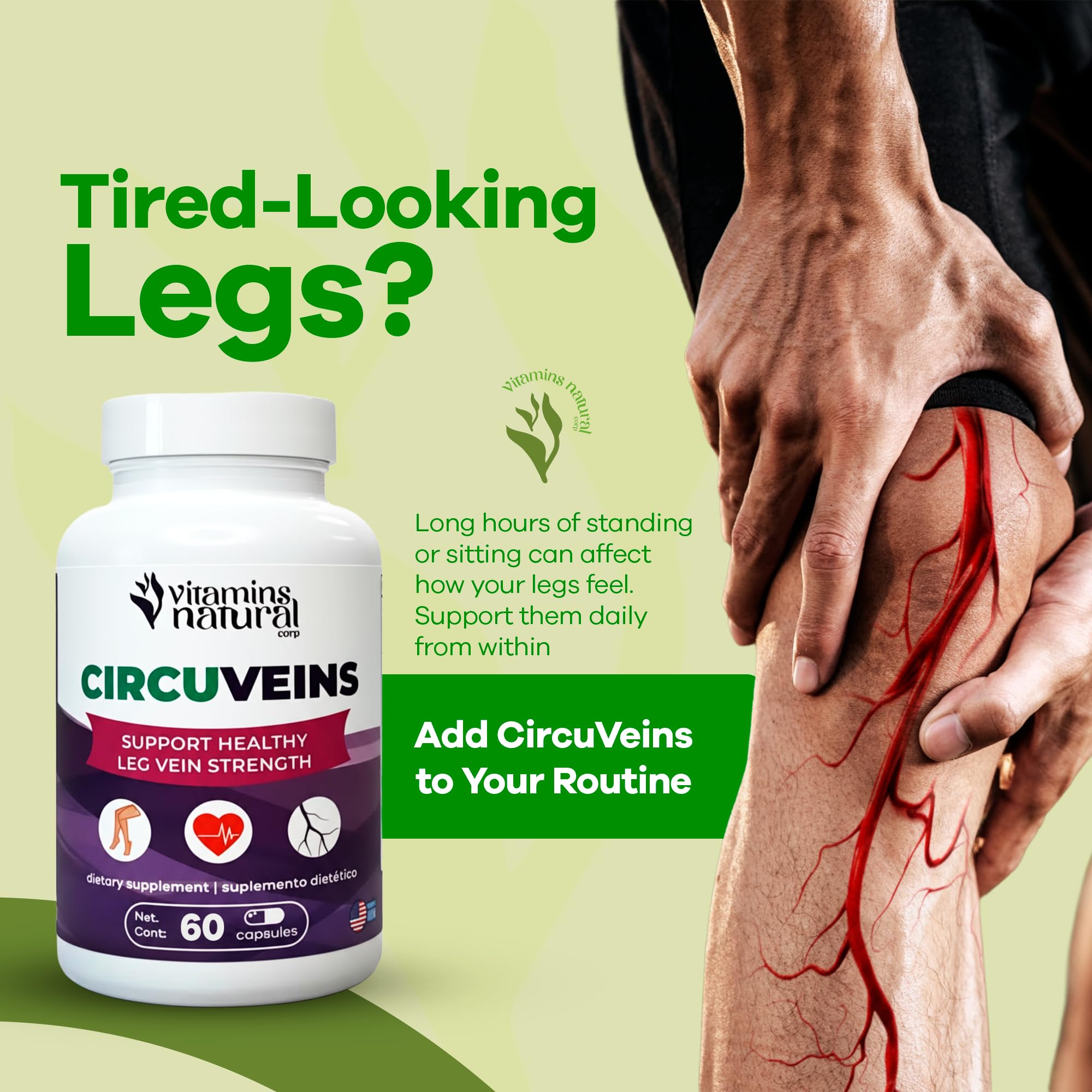 VITAMINS NATURAL CORP etiqueta CircuVeins lista de ingredientes y dosis visible