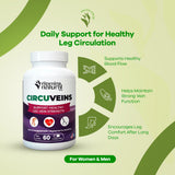 VITAMINS NATURAL CORP cápsulas CircuVeins en mano mostrando la toma diaria