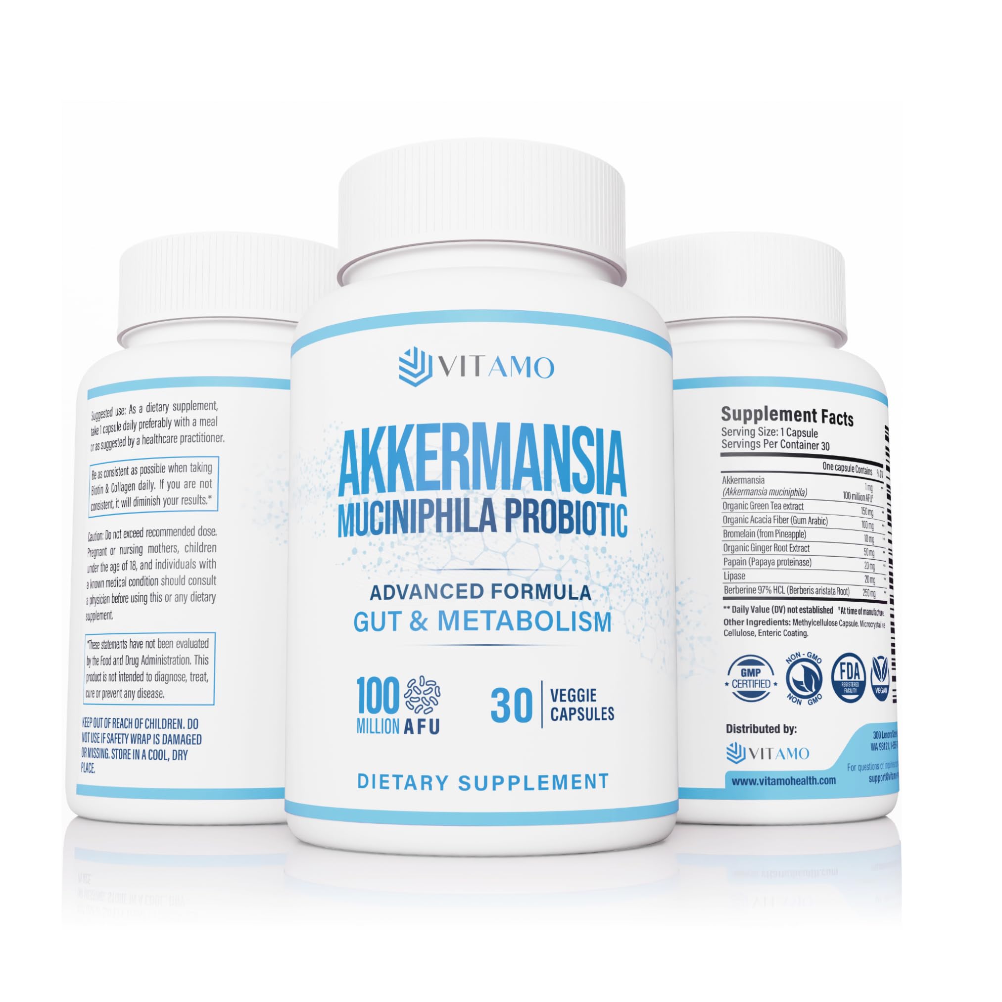 Vitamo frontal del envase mostrando la fórmula y beneficio intestinal