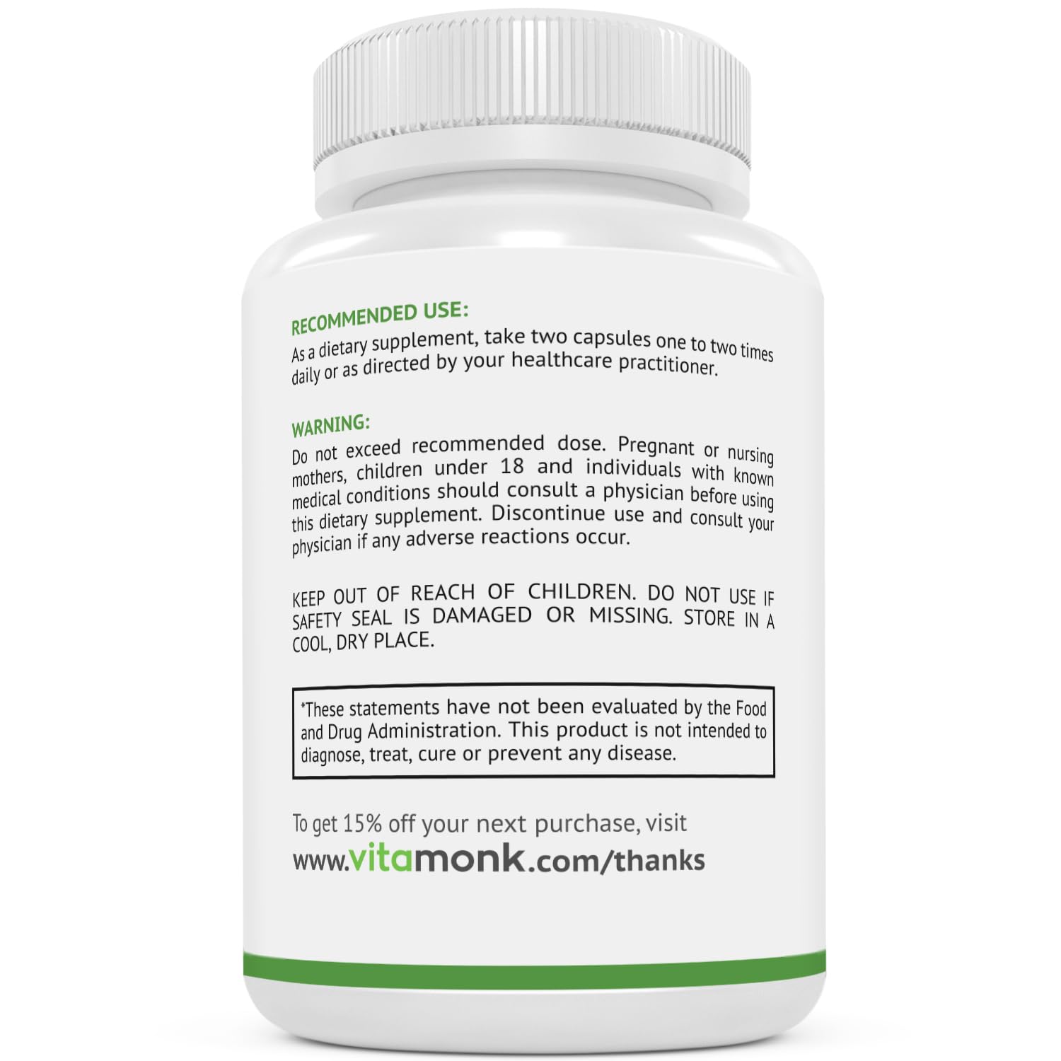 VitaMonk GlycoTrax frasco abierto con cápsulas demostrando cantidad