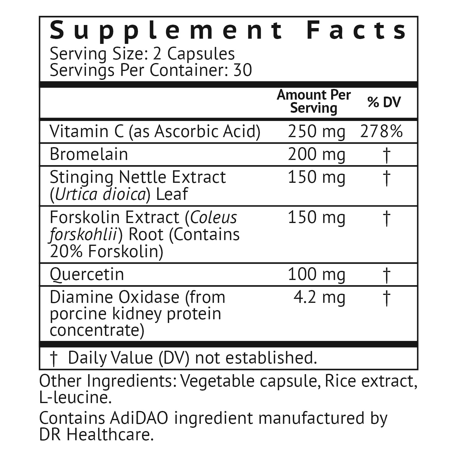 VitaMonk HistaResist cápsulas junto a una manzana para indicar tamaño y uso