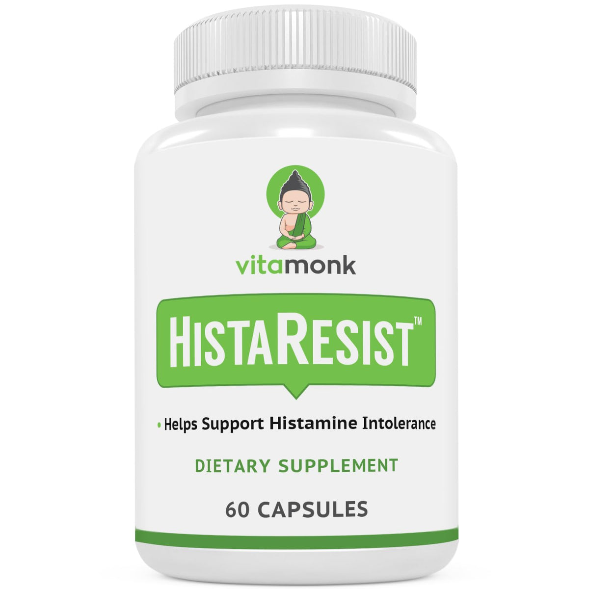 VitaMonk HistaResist envase frontal mostrando diseño claro y beneficio digestivo