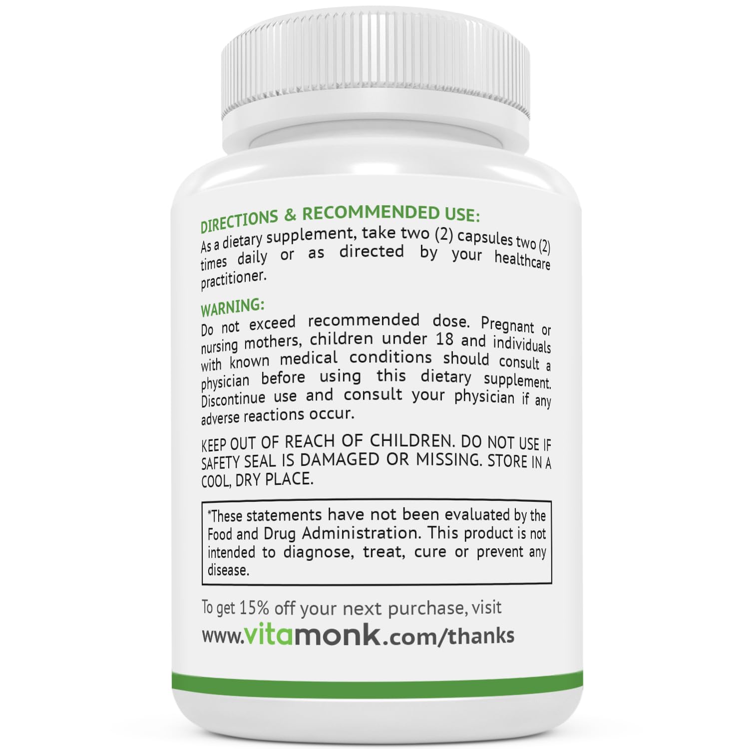 VitaMonk comparación de tamaño de cápsula junto a una moneda para escala