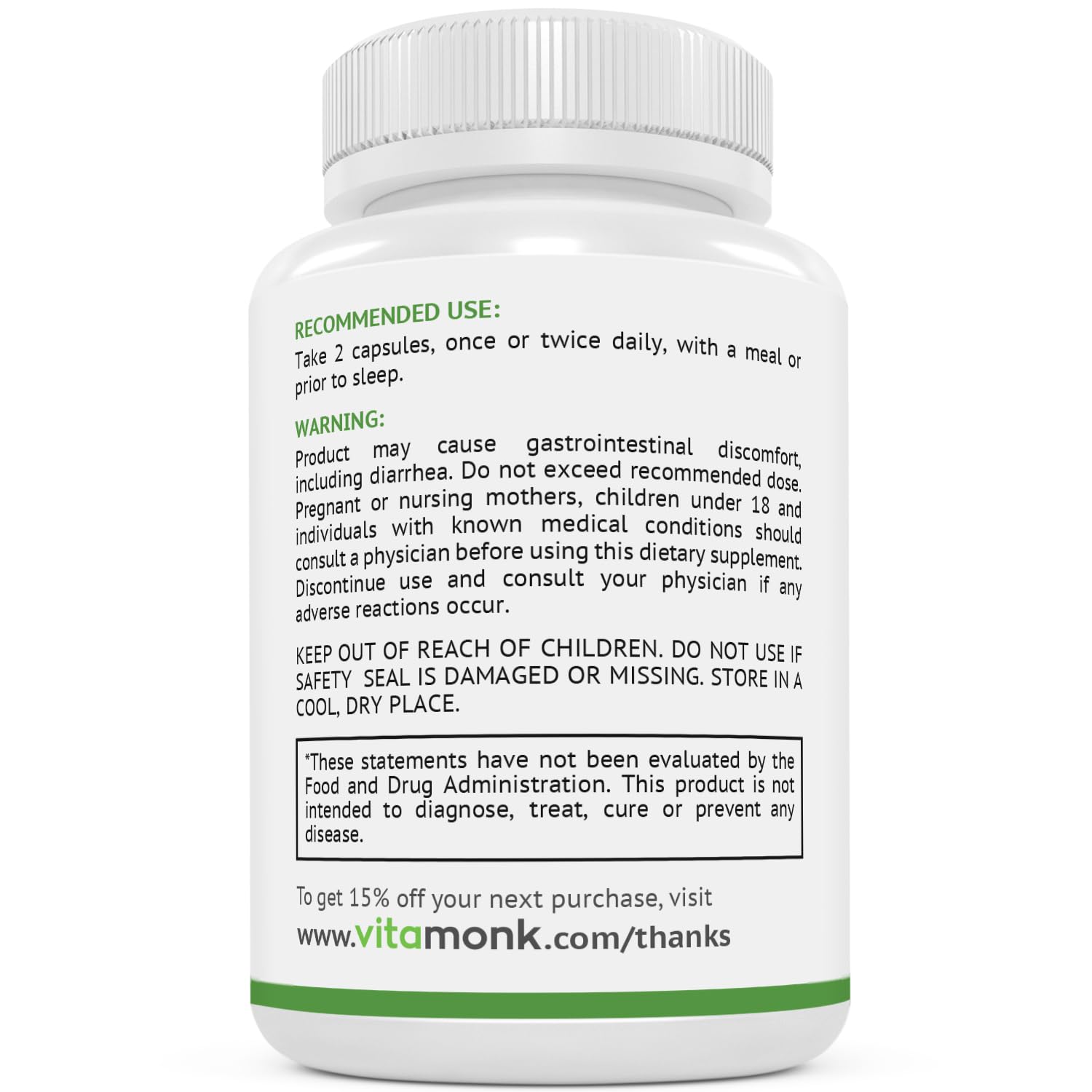 VitaMonk etiqueta de ingredientes destacando transparencia y pureza