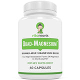 VitaMonk bote frontal mostrando Quad Magnesium Blend para sueño y energía