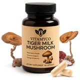 Vitamyco envase frontal de Tiger Milk Mushroom mostrando diseño y beneficios