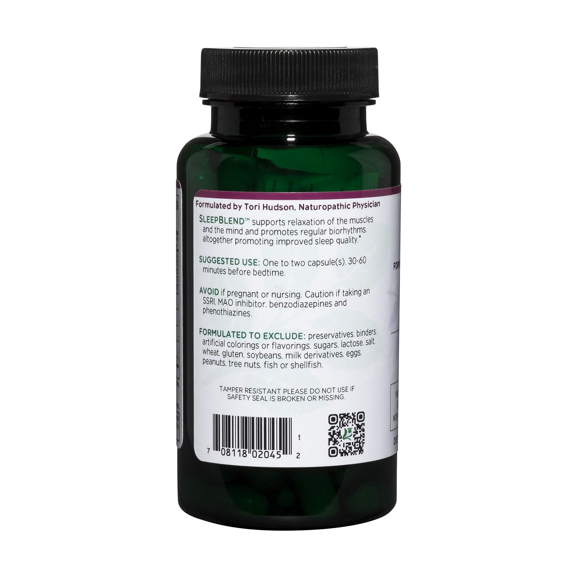 Vitanica etiqueta de ingredientes resaltando melatonina y extractos herbales
