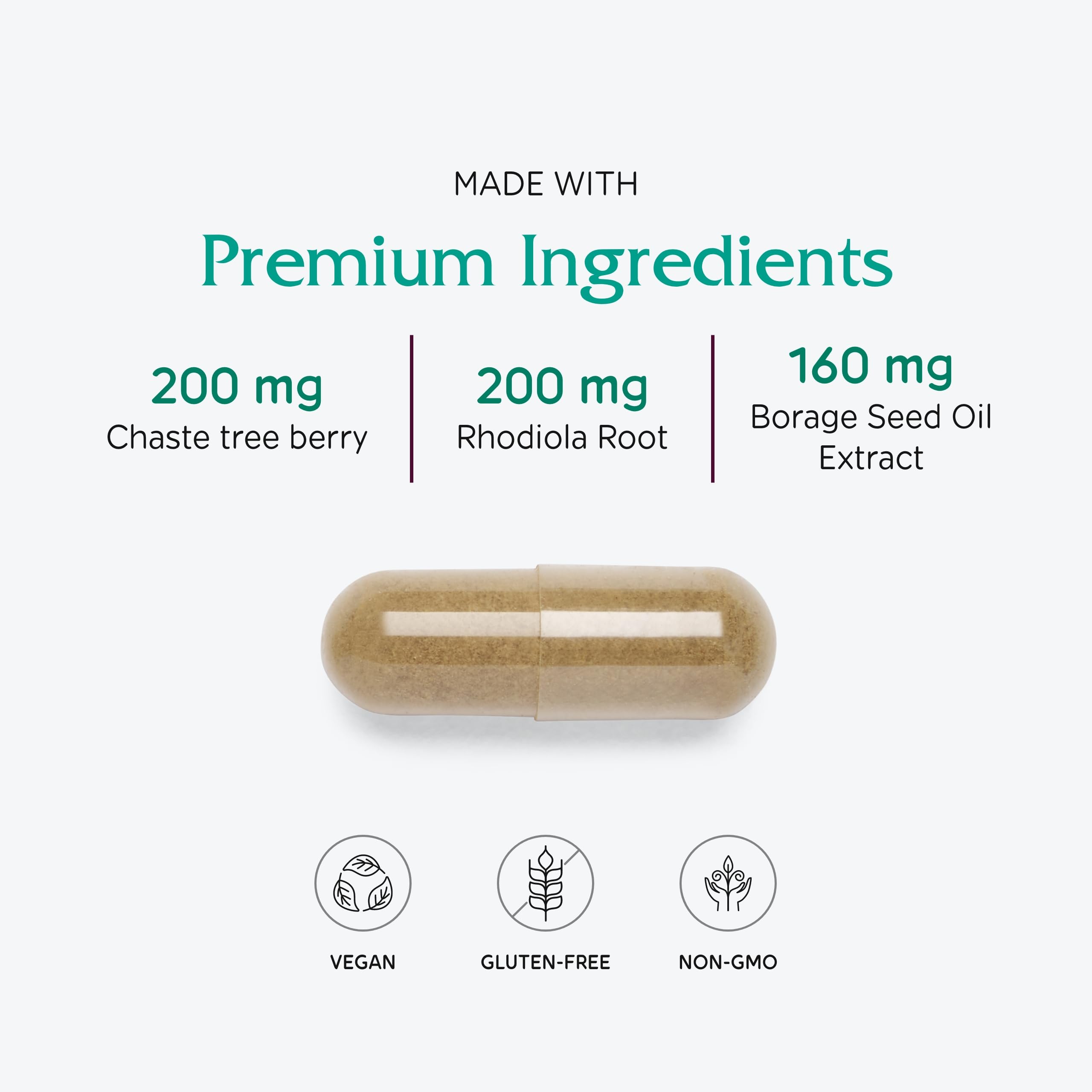 Vitanica ingredientes FemRebalance plantas y aceite, destaca formulación natural