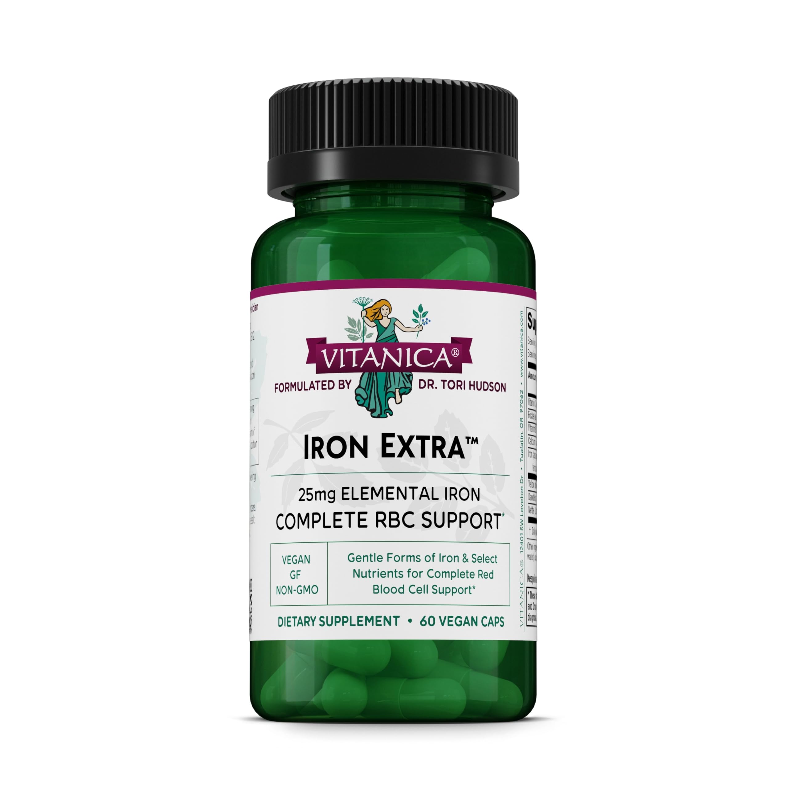 Vitanica Iron Extra frente del envase mostrando la marca y beneficio para sangre