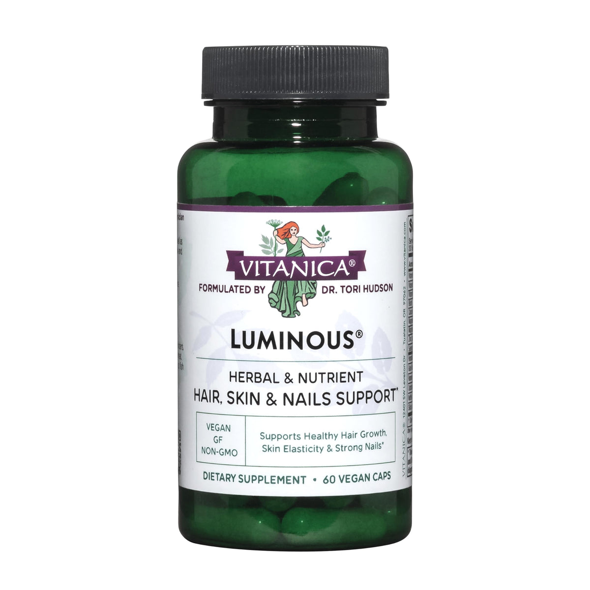 Vitanica Luminous vista frontal mostrando envase y diseño claro, beneficio: confianza en la fórmula